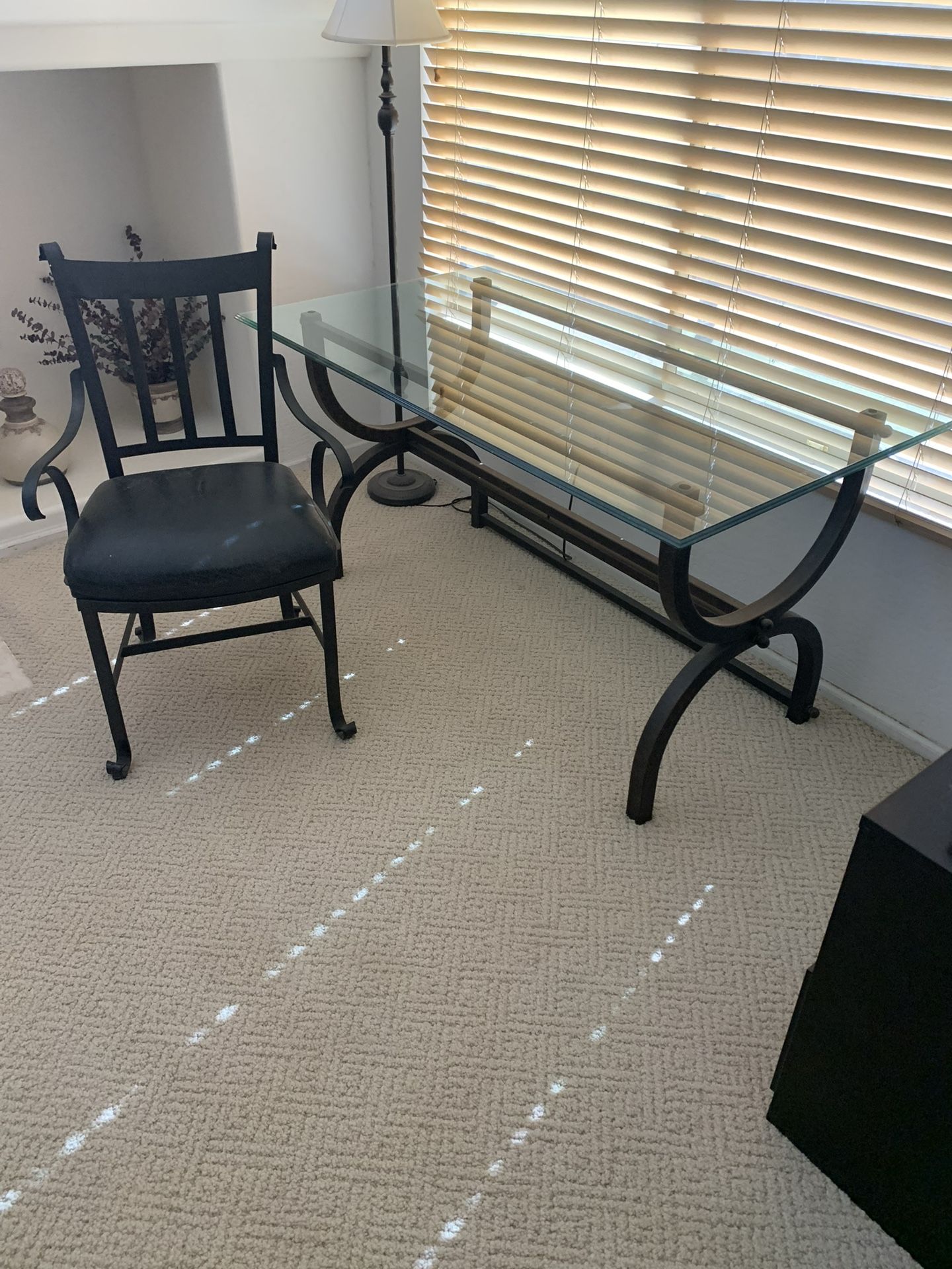 Bombay Glass Top Desk And Chair