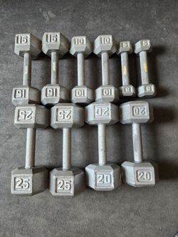 5lb thru 25lb Metal Hex Dumbbell Set (150lb)