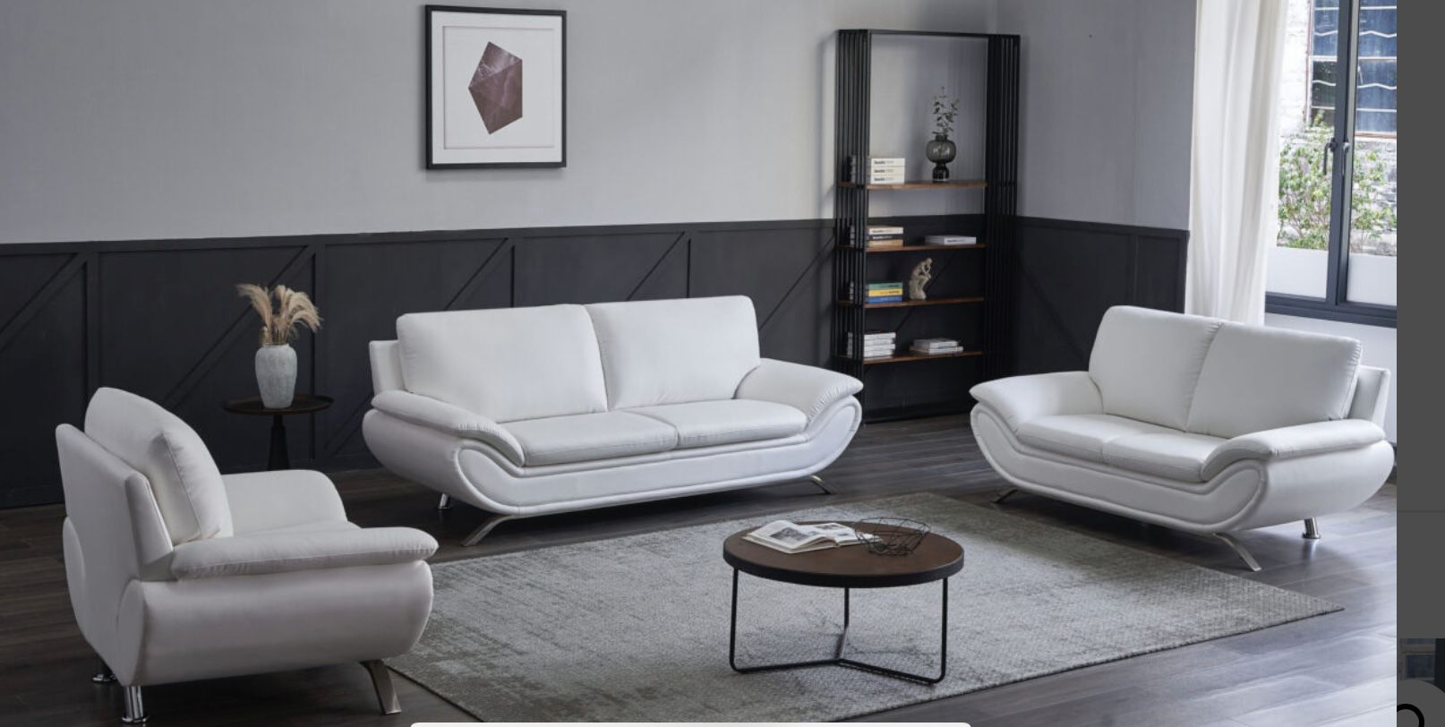 Dallas  Leather Sofa Set (white)