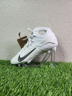 Sz 7.5 - Nike Huarache 9 Elite Mid LAX Lacrosse Cleats White Black FD0088-101