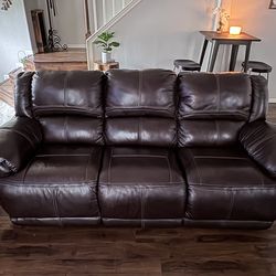 Leather couch & loveseat w/4 power recliners