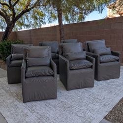 RH Cloud Pewter Leather Dining Armchairs Set of 6 - $10,500 Retail - Free Delivery