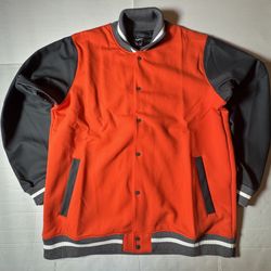 NWT  Nike Team Varsity Football  Letterman Button Jacket  Orange Dark Gray  Men  Size XL