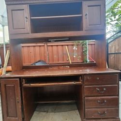 Free Solid wood desk with Hutch
