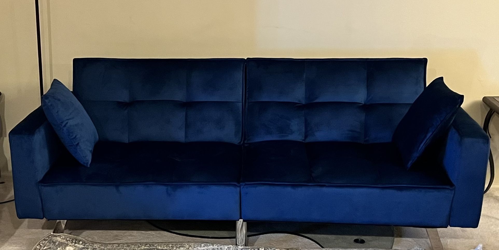 Must Go Today : Unused Futon Blue Sofa Bed In A Sealed Box. Only Local Pickup
