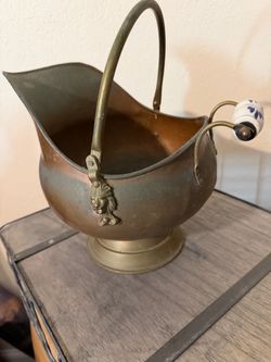 Antique Copper and Brass Coal Scuttle