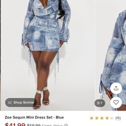 Zoe sequin Mini dress set- blue 