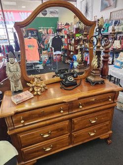 Wood dresser and mirror