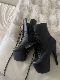 Black Platform Lace-Up High Heel Boots – Bold Statement Piece