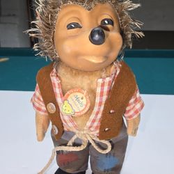 Vintage Steiff Mecki hedgehog mohair rubber doll figure, made in Germany, 7 inch