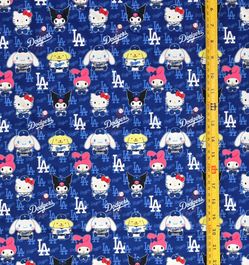 HELLO KITTY AND FRIENDS DODGERS BLUE 1 YARD FABRIC