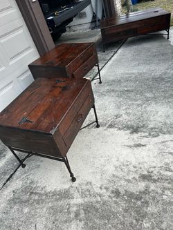 3-Piece Mexican Rustic Solid Wood Trunk Table Set – Coffee Table & 2 End Tables-$225 CASH