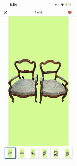 Pair of Victorian Style Carved Wood Armchairs