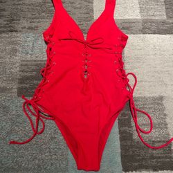 One Piece Lace Up Swimsuit 