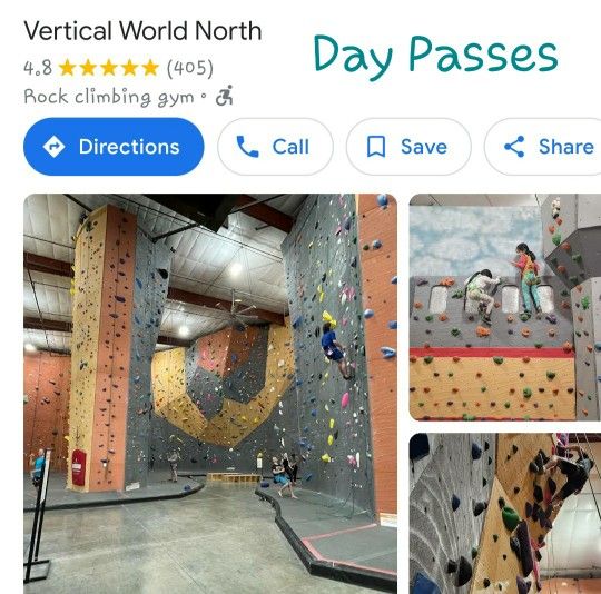 Vertical World Rock Climbing Day Passes