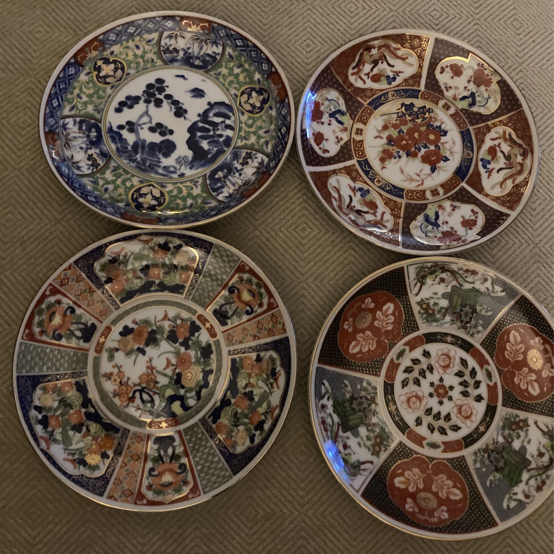 4 Hanging Imari Plates From The 1950s New Old Stock 