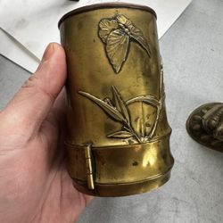 Antique Japanese Bronze Brush Pot