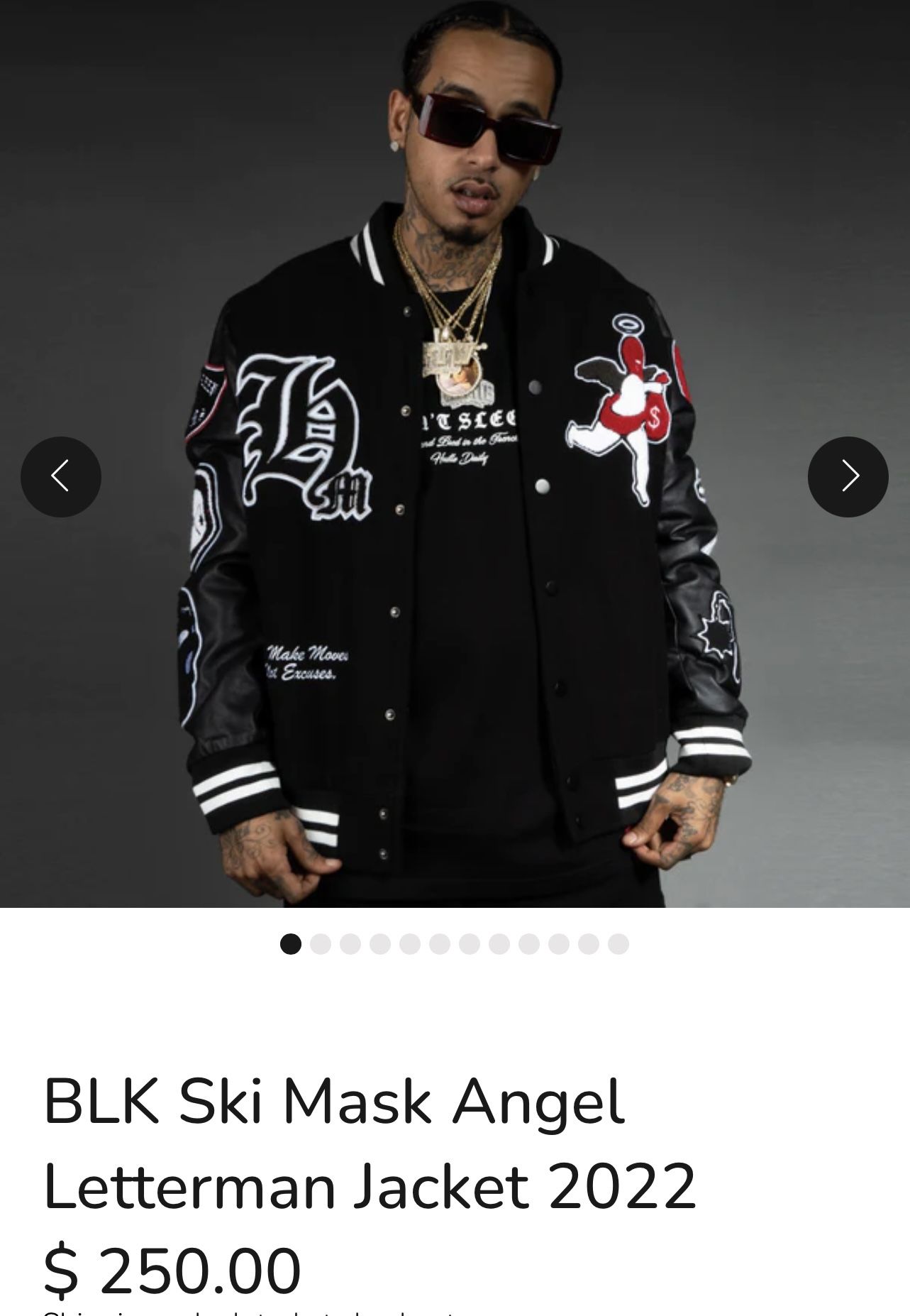 BLK Ski Mask Angel Letterman Jacket