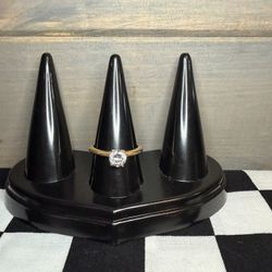 Gold Tone Cubic Zirconia Ring - Size 8