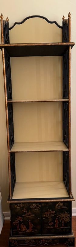 Antique Black and gold chinoiserie-style display cabinet