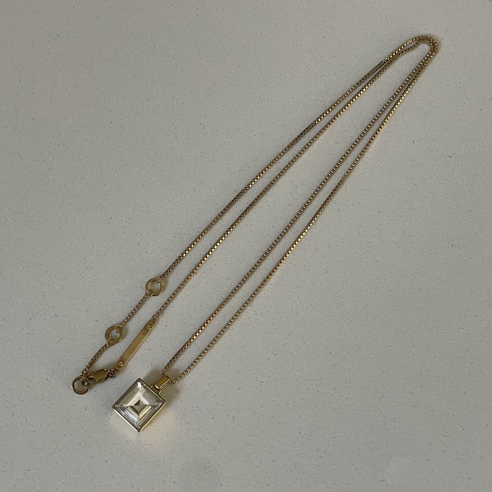 Michael Kors Gold-Tone Square Crystal Pendant Necklace