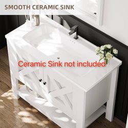 4ever2buy 36 Inch Bathroom Vanity with Sink, Farmhouse Bathroom Vanity Cabinet, 2 Doors and Open Shelf, Freestanding Vanity, Bathroom Cabinet 