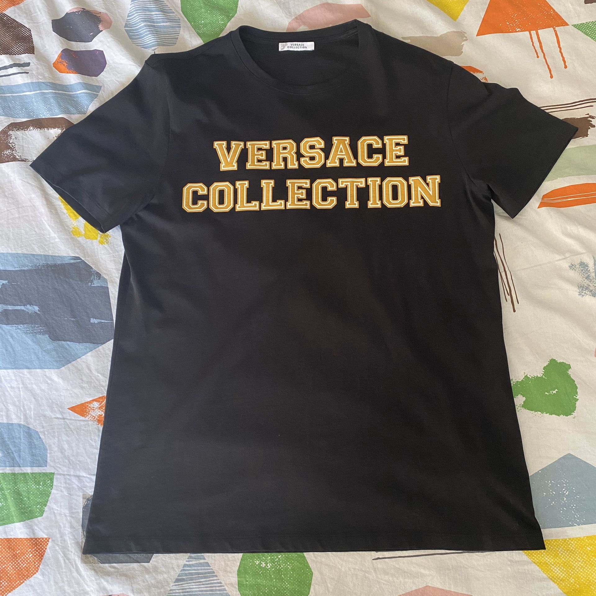 Versace Collection Gold Spell Out T Shirt Size Large