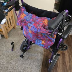 Purple Wheel Chair With Vive XL Wheelchair Bag