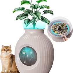 Plant Cat Litter Box with Smart Odor Removal System, Hidden Cat Litter Box Planter for Cats, Extra Large Enclosed Litter Box with Light, Easy to Clean