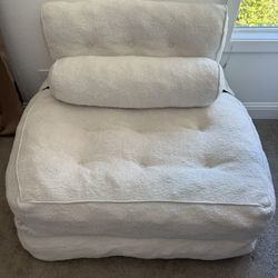 MAXYOYO Fuzzy Sofa Bed - Convertible Sleeper Chair with Pillow, Beige