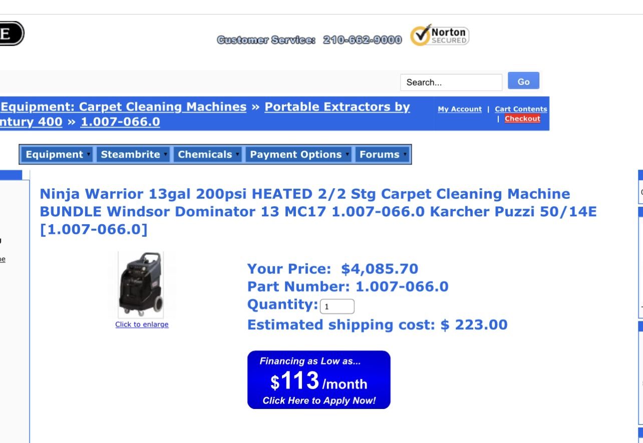 Ninja Warrior Century 400 Heated Carpet Extractor for Sale in Eleven
