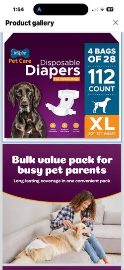 Brand New XL disposable female dog diapers 2 boxes of 56 (112 total)