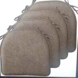 Four New Chair Cushions Memory Foam 17 Inch By 16 In