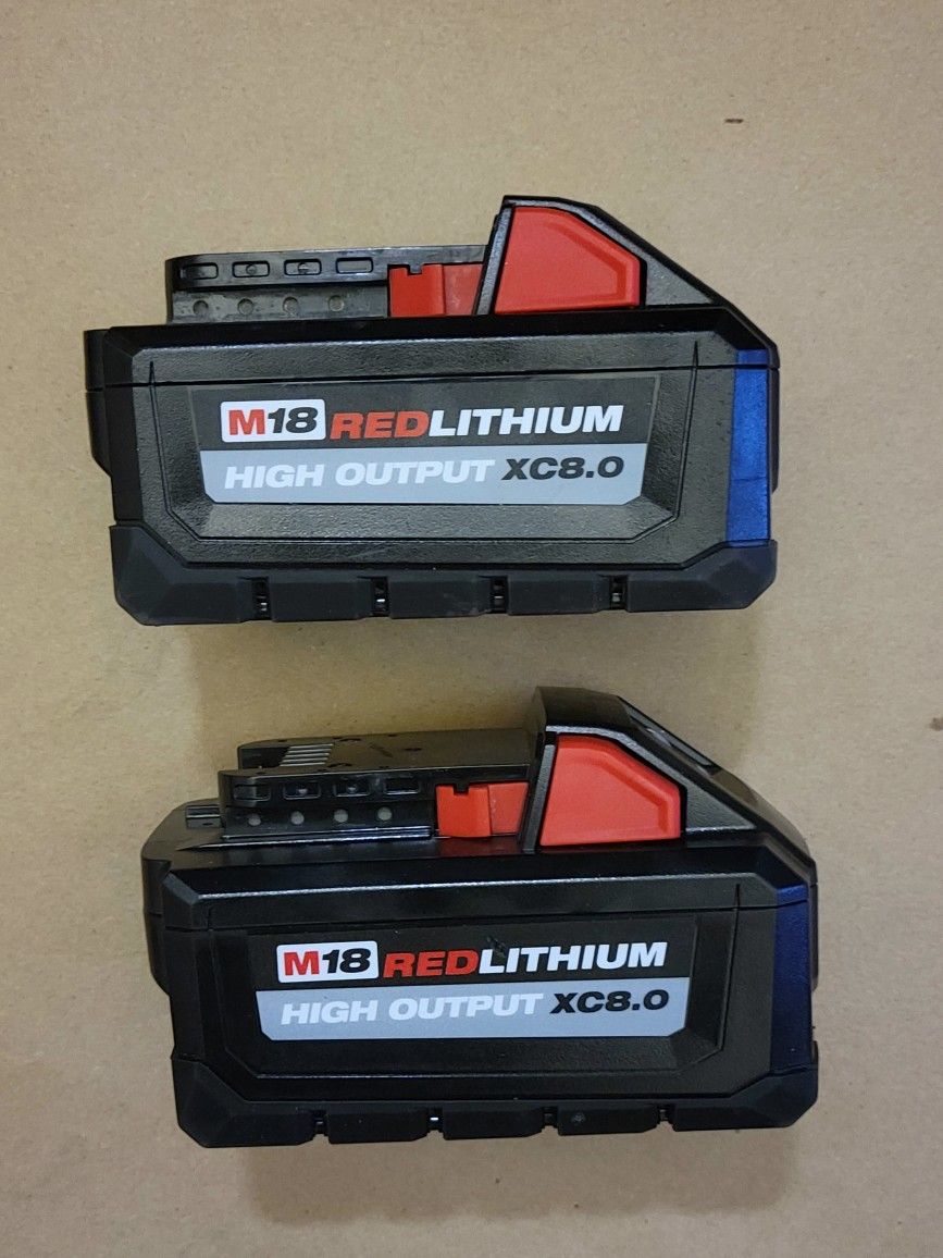 2 Milwaukee Mint Condition 8.0 Batteries