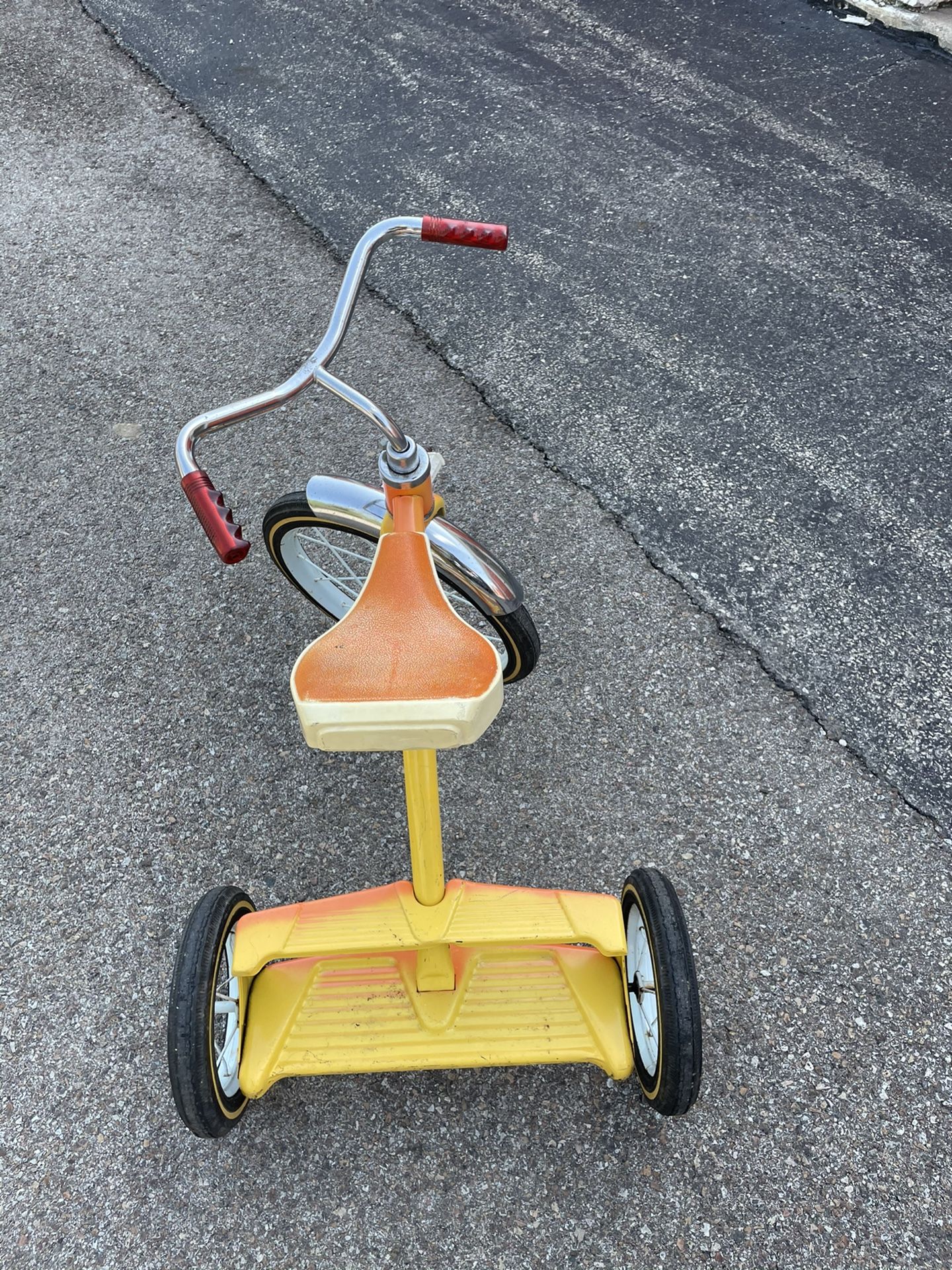 AMF Junior Vintage Kid's Double Step Yellow Tricycle Made in Olney