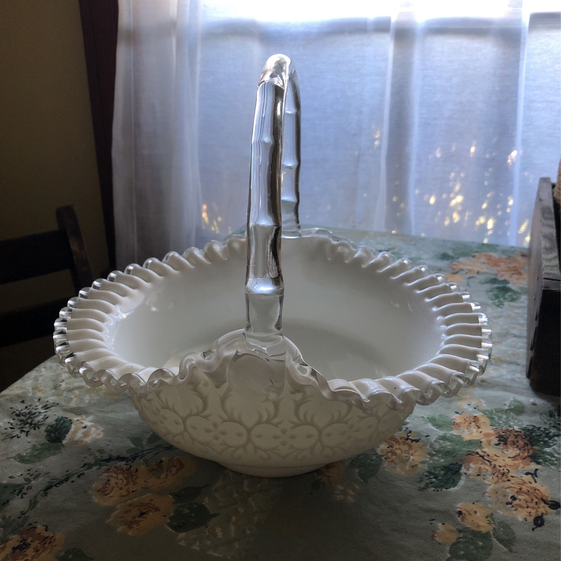 Large Fenton , Spanish Lace Basket