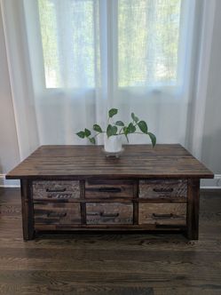 Distressed Wood Coffee Table with Storage