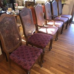 vintage Louis XV or Queen Anne style cane back Dining Chairs