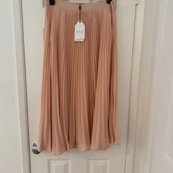English Factory Khaki Rose Midi Long Pleated Skirt, L, NWT!