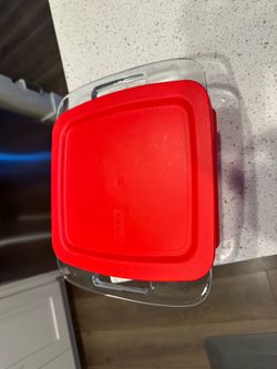 Two square Pyrex baking dishes