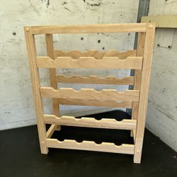 Bamboo Series 4-Shelf Natural Finish Wave Design Secure Angled Storage Wine Rack Countertop Organizer 16-Bottles