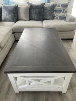 Swivel chair, coffee table, end table