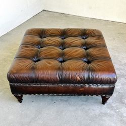 Bernhardt Leather Tufted Ottoman 