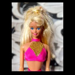 Vintage 1996 Mattel Splash 'n Color Barbie Doll Pink & Gold Swimsuit