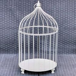 Decorative 18" tall hanging freestanding white metal ornamental shabby chic display bird cage