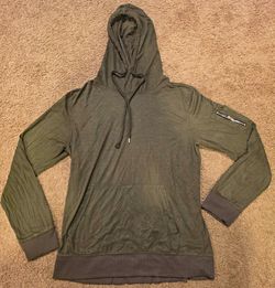Forever 21 Men's Green Pullover Hoodie Size M Drawstring Zip Pocket