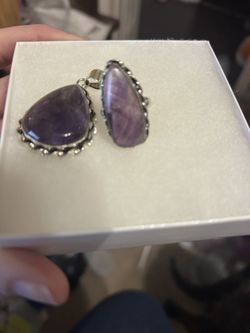 Jewelry Gift Set- 925 Silver And Real Amethyst 