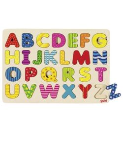 Goki ABC Puzzle Wooden Puzzle 26 Pieces Letters A-Z Wood Insert Puzzle 57672