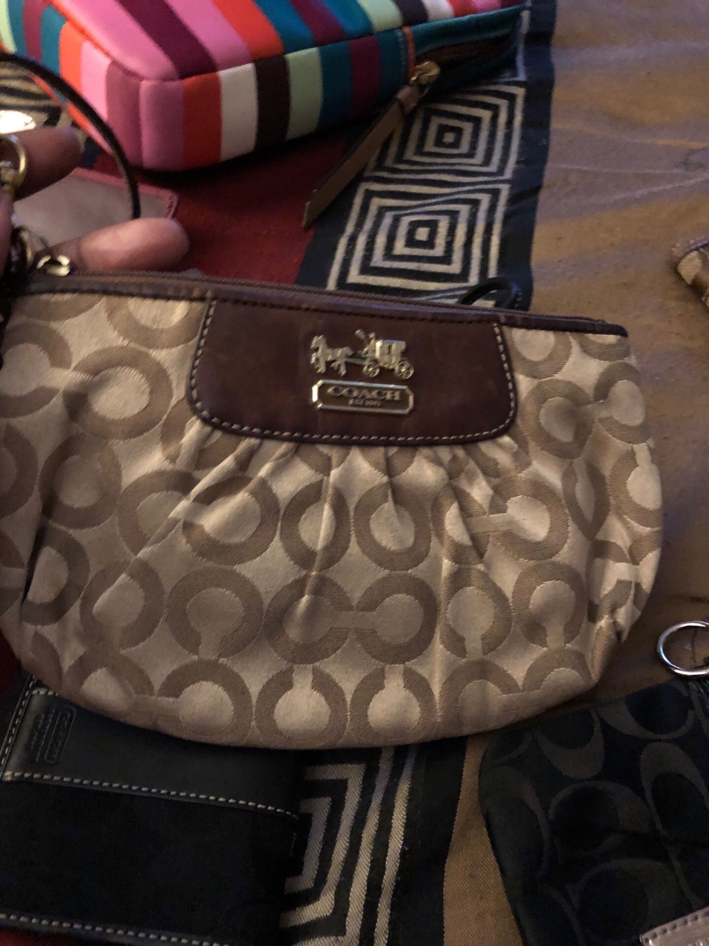 Large coach wrist wallet color khaki