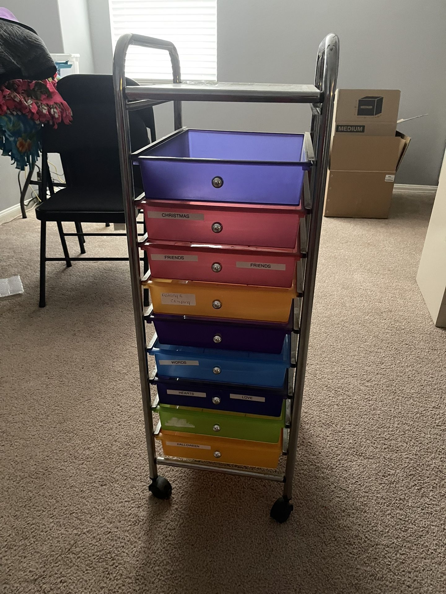 Multi-colored Rolling Storage Cart